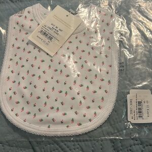 The Beaufort Bonnet Company White Bib with Pink and Green Floral Design